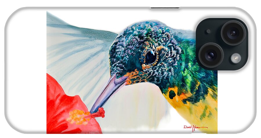Humming Bird iPhone Case featuring the painting Hummer Face Daniel Adams by Daniel Adams