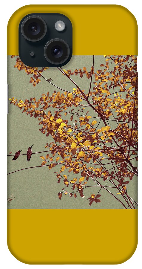 Humming Bird iPhone Case featuring the photograph Hummingbirds On Yellow Tree by Ben and Raisa Gertsberg