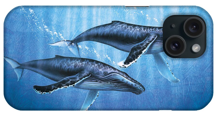 Jon Q Wright iPhone Case featuring the painting Humpback Whales by JQ Licensing
