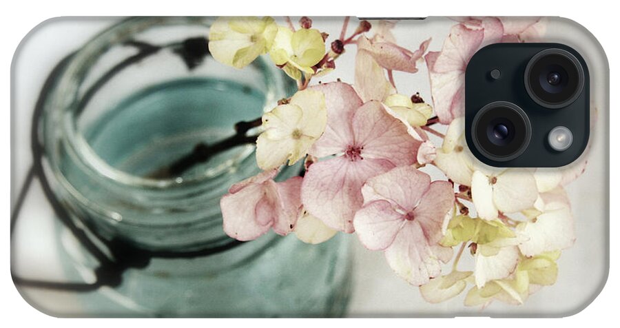 Floral iPhone Case featuring the photograph Hydrangea in Vintage Robin's Egg Jar by Brooke T Ryan