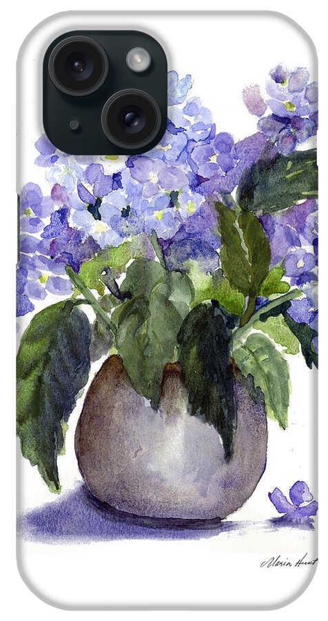Still Life iPhone Case featuring the painting Hydrangeas in Pewter by Maria Hunt