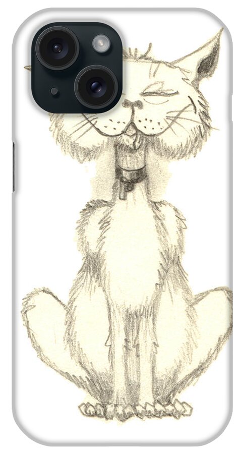 Cats iPhone Case featuring the drawing I can explain everything by Deborah Runham