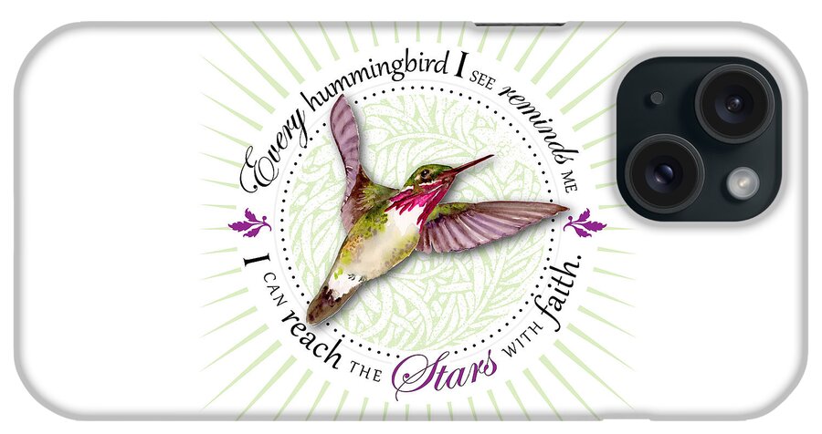 Bird iPhone Case featuring the painting I can reach the stars with faith by Amy Kirkpatrick