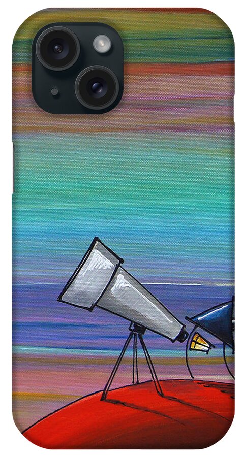 Telescope iPhone Case featuring the painting I Finally Found You by Cindy Thornton