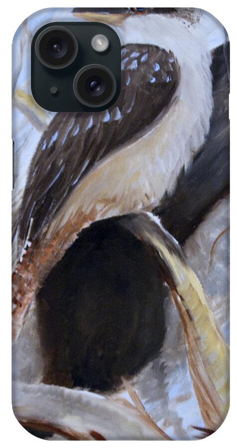 Kookaburra iPhone Case featuring the painting I got the blues1 tryptage by Glen Johnson
