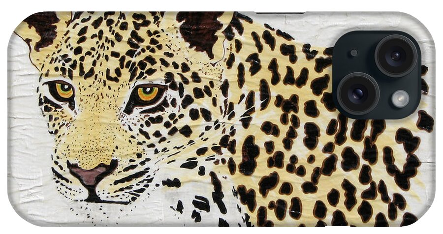 Leopard iPhone Case featuring the painting I See You by Stephanie Grant