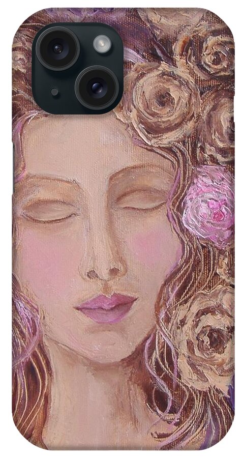 Copyrighted Work iPhone Case featuring the painting I want to kiss me by Nina Mitkova