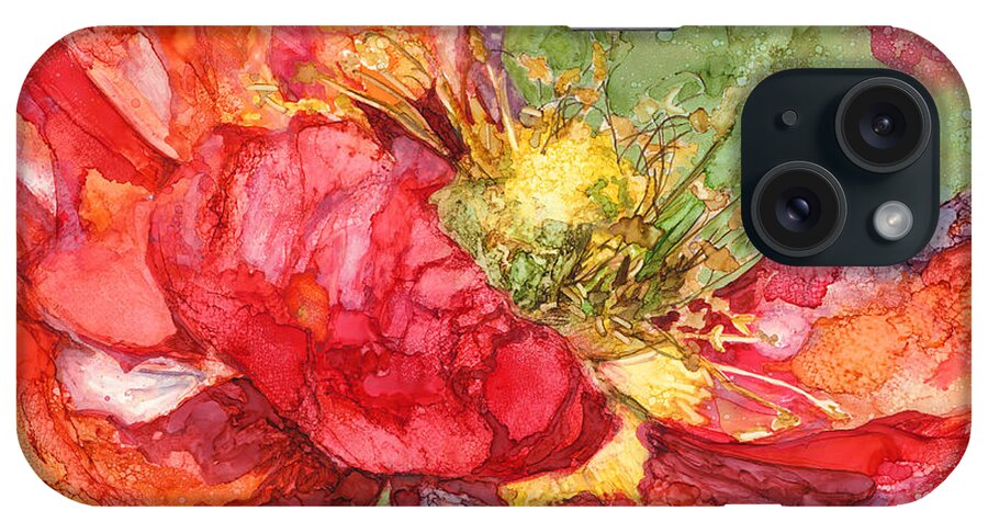Alcohol Ink Paintings iPhone Case featuring the painting Ice Poppy Finish by Vicki Baun Barry