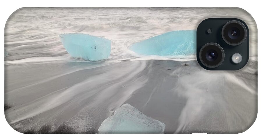 Scenics iPhone Case featuring the photograph Icebergs Washed Up On Volcanic Sandy by Travelpix Ltd