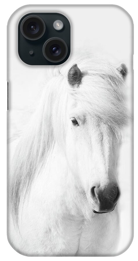 White Background iPhone Case featuring the photograph Icelandic Pony In White by Grant Faint