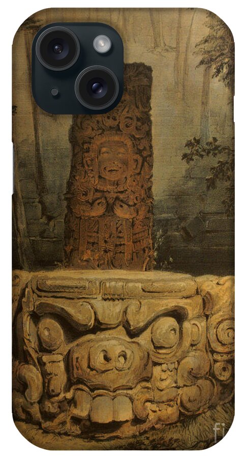 Mexico iPhone Case featuring the photograph Idol and Altar at Copan by Frederick Catherwood by John Mitchell
