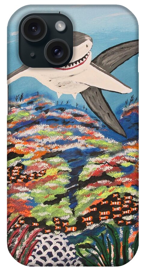 Shark iPhone Case featuring the painting I'M Back by Jeffrey Koss