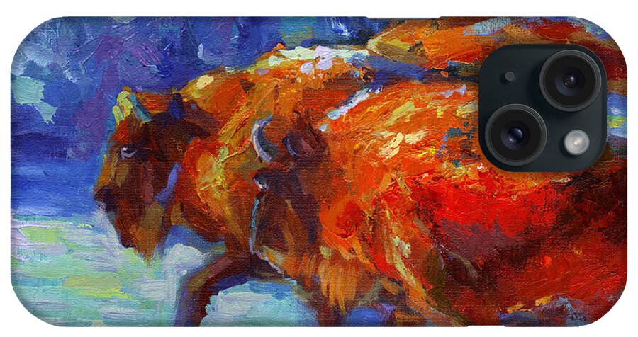 Bison 1 iPhone Case featuring the painting Impressionistic Buffalo painting by Svetlana Novikova