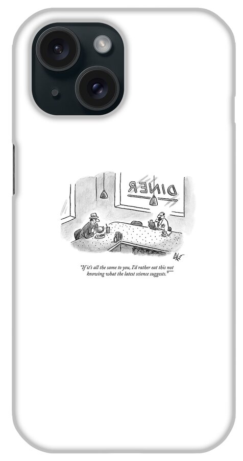 In A Diner, A Man Holding A Hamburger Speaks iPhone Case