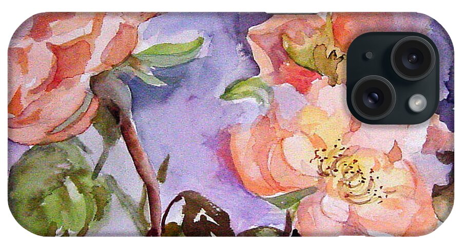 Roses iPhone Case featuring the painting In full bloom by Mafalda Cento