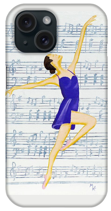 Music iPhone Case featuring the painting In Sync With The Music by Margaret Harmon