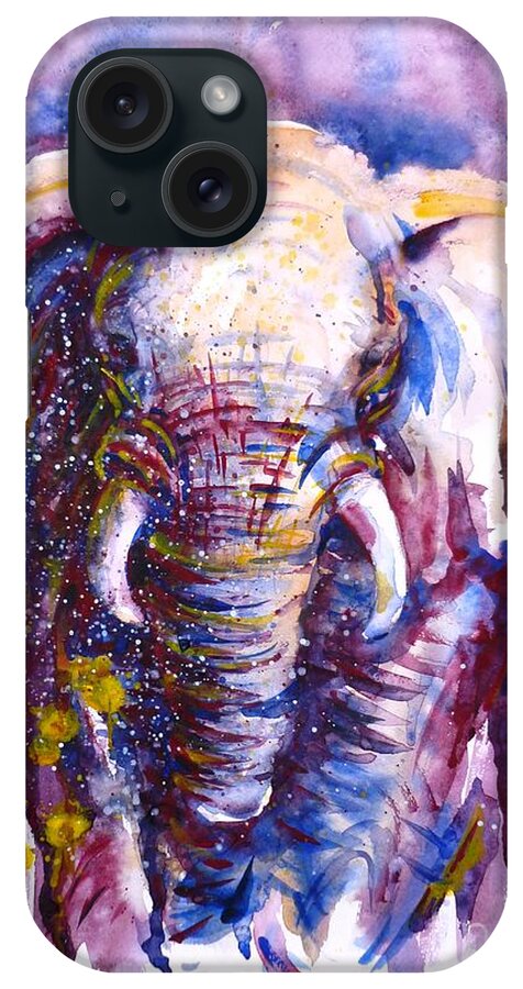Elephant iPhone Case featuring the painting In Thoughts by Zaira Dzhaubaeva