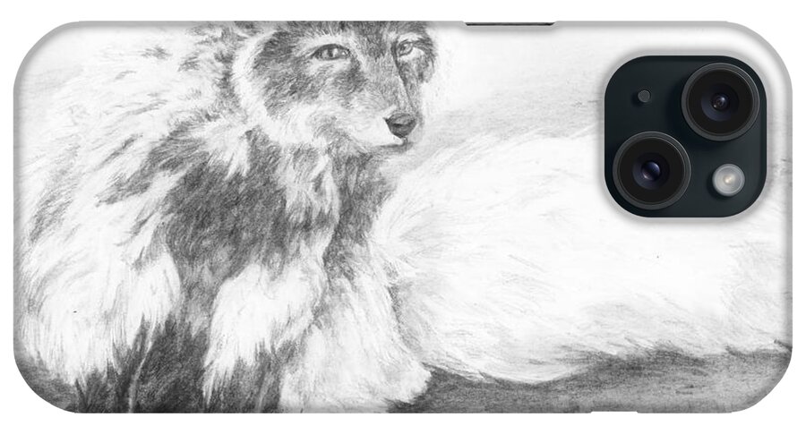 Fox iPhone Case featuring the drawing In Transition by Meagan Visser