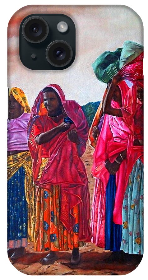 India iPhone Case featuring the painting Indian Women by Michelangelo Rossi