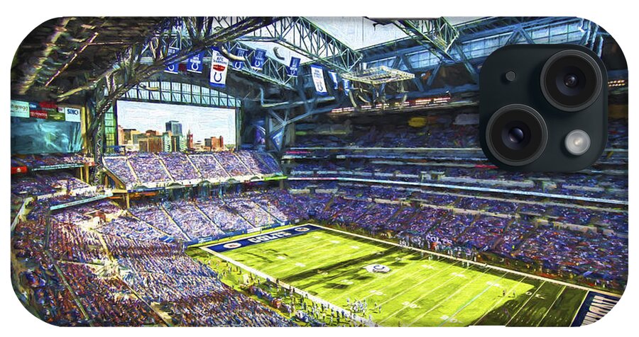 Indianapolis iPhone Case featuring the photograph Indianapolis Colts Lucas Oil Stadium Painted Digitally by David Haskett II