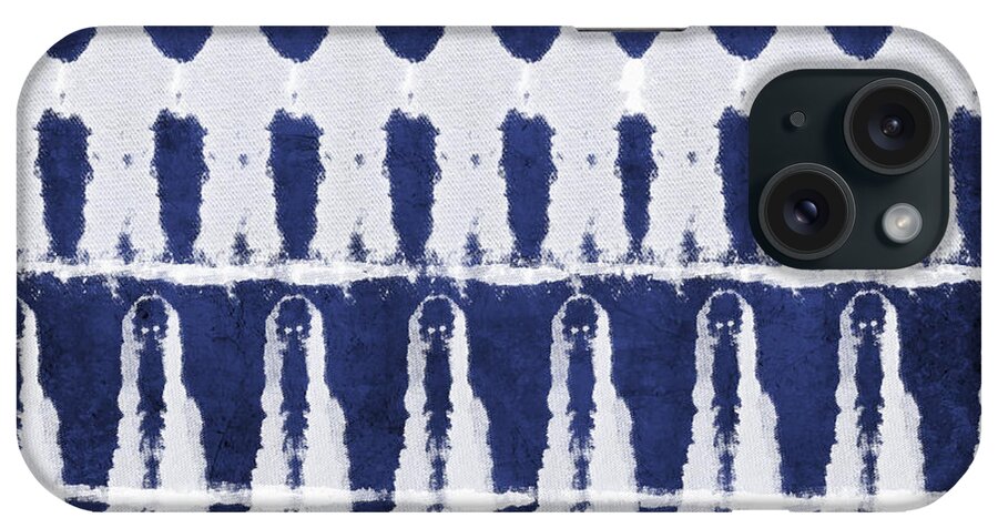Blue iPhone Case featuring the painting Indigo and White Shibori Design by Linda Woods