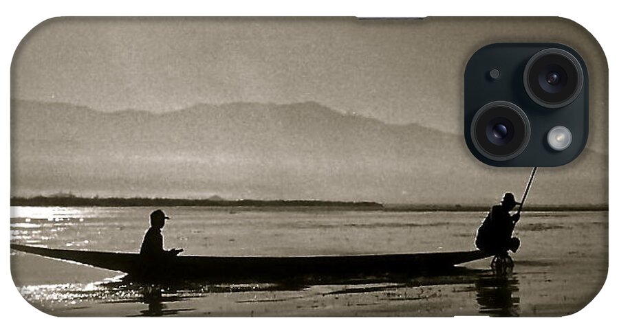 Inle Lake iPhone Case featuring the photograph Inle Fishermen by Kim Pippinger