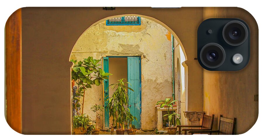 Cuba iPhone Case featuring the photograph Inner courtyard in caribbean house by Patricia Hofmeester