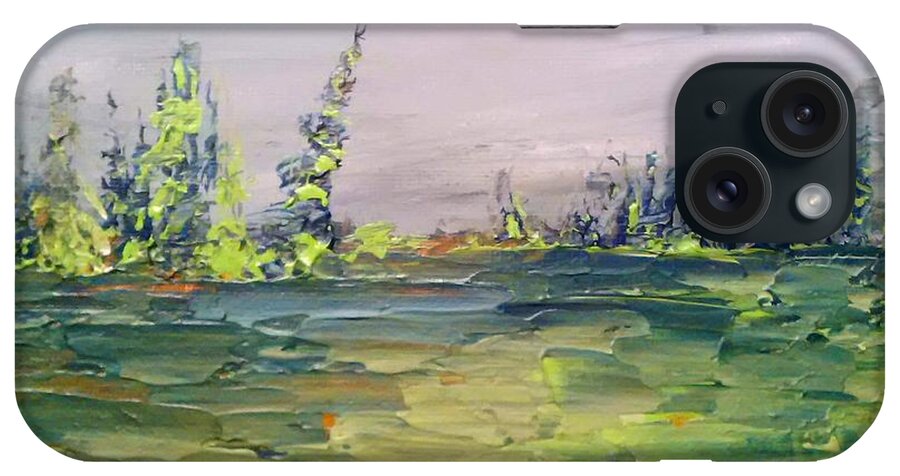 Abstract Landscape iPhone Case featuring the painting Interlake Woods by Desmond Raymond
