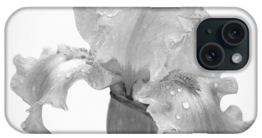 Black And White iPhone Case featuring the photograph Iris in the Rain by David and Carol Kelly