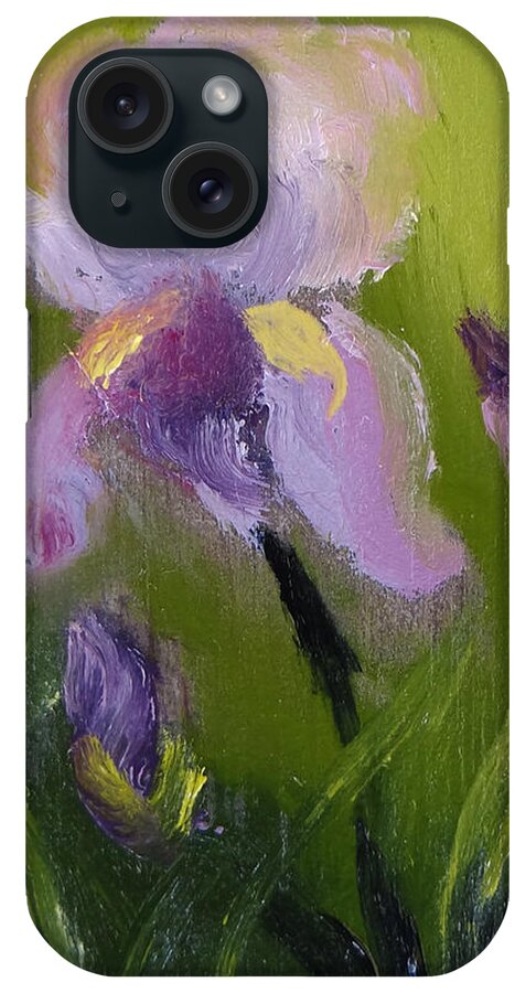 Iris Miniature iPhone Case featuring the painting Iris Miniature by Carol Berning