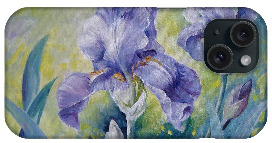 Iris iPhone Case featuring the painting Irises by Elena Oleniuc