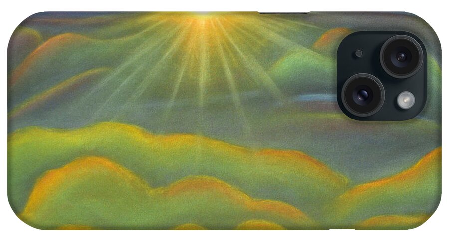 Sunset iPhone Case featuring the pastel Isla Gorge Sunset by Judith Chantler