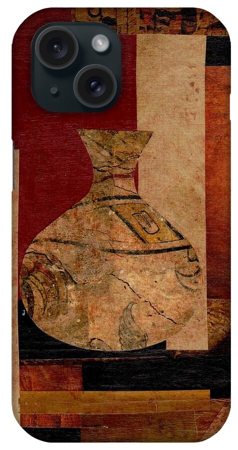 Italian iPhone Case featuring the mixed media Italian Urn Collage by Patricia Cleasby