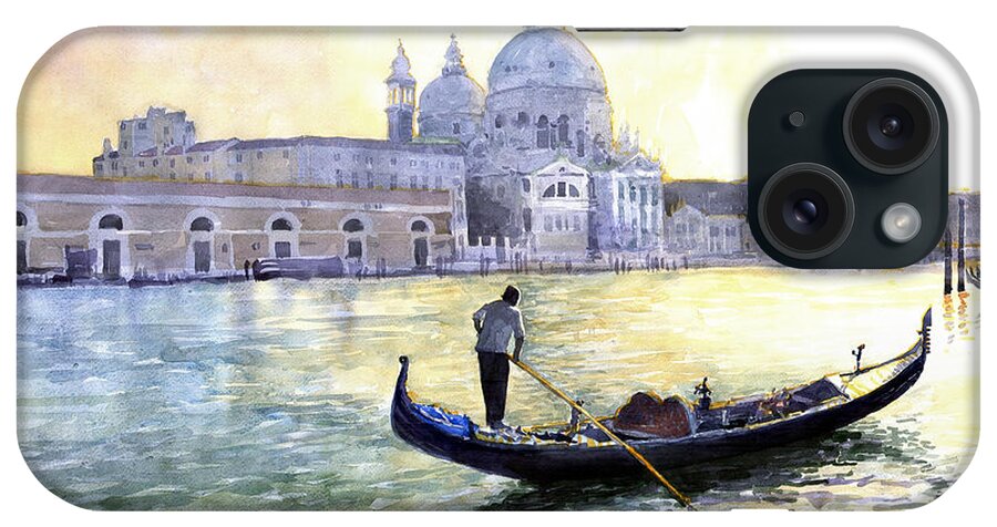 Watercolor iPhone Case featuring the painting Italy Venice Morning by Yuriy Shevchuk