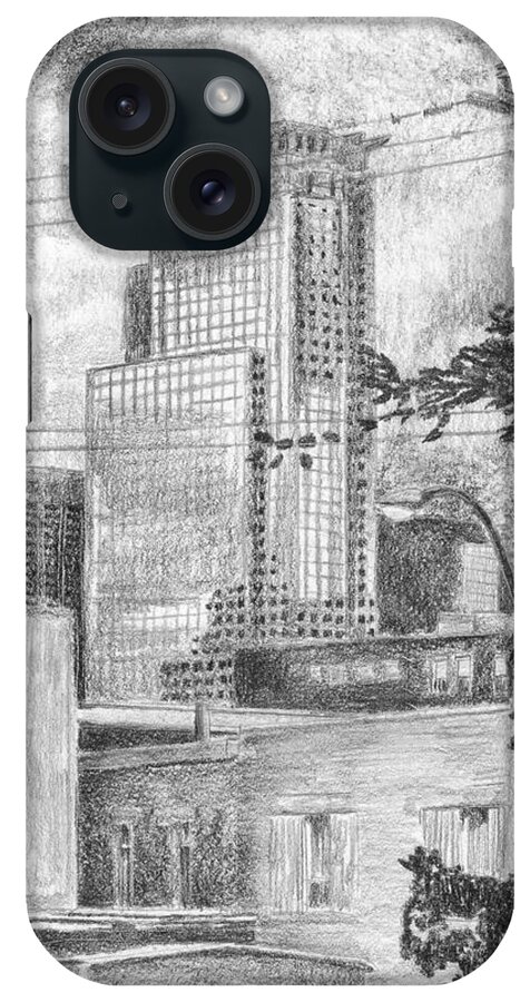 Cityscape iPhone Case featuring the drawing It's a Different World by Duane Gordon