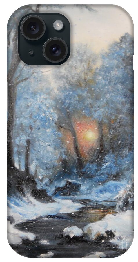 Winter iPhone Case featuring the painting It's Winter by Sorin Apostolescu