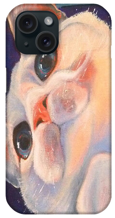 Cat iPhone Case featuring the painting Ive Been Framed Side View by Susan A Becker