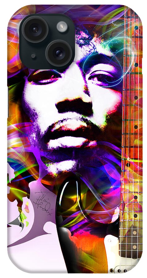 Hendrix iPhone Case featuring the digital art James Marshall Hendrix by Mal Bray