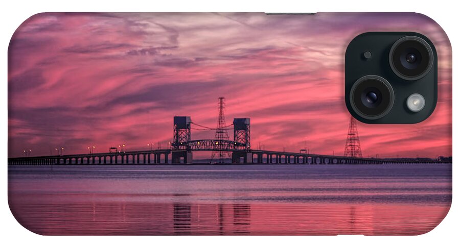 James River Bridge iPhone Case featuring the photograph James River Bridge at Sunset by Ola Allen