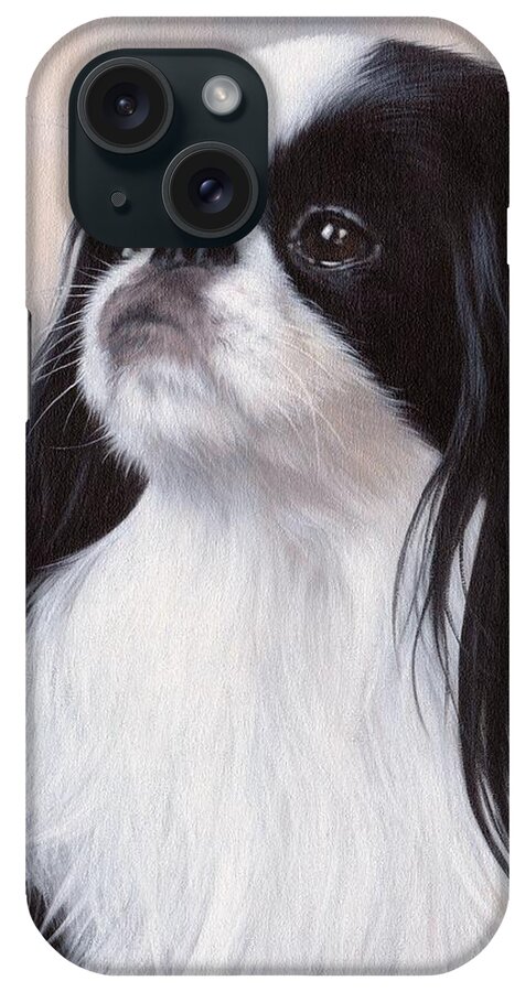 Japanese Chin iPhone Case featuring the painting Japanese Chin Painting by Rachel Stribbling