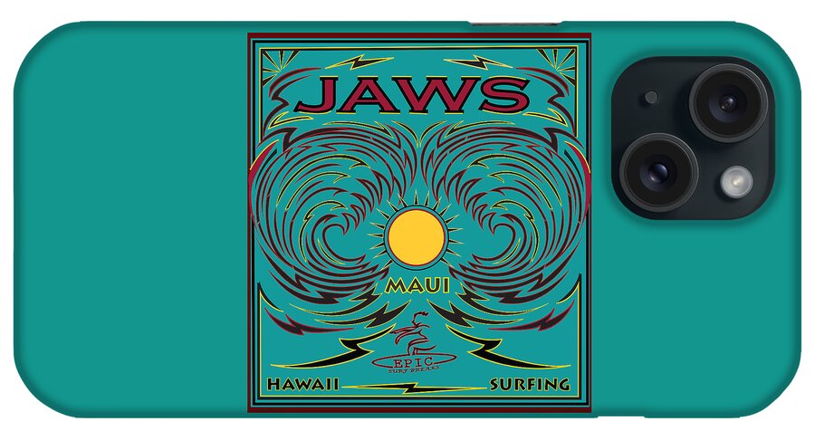 Surfing iPhone Case featuring the digital art Surfing Jaws Hawaii Maui by Larry Butterworth