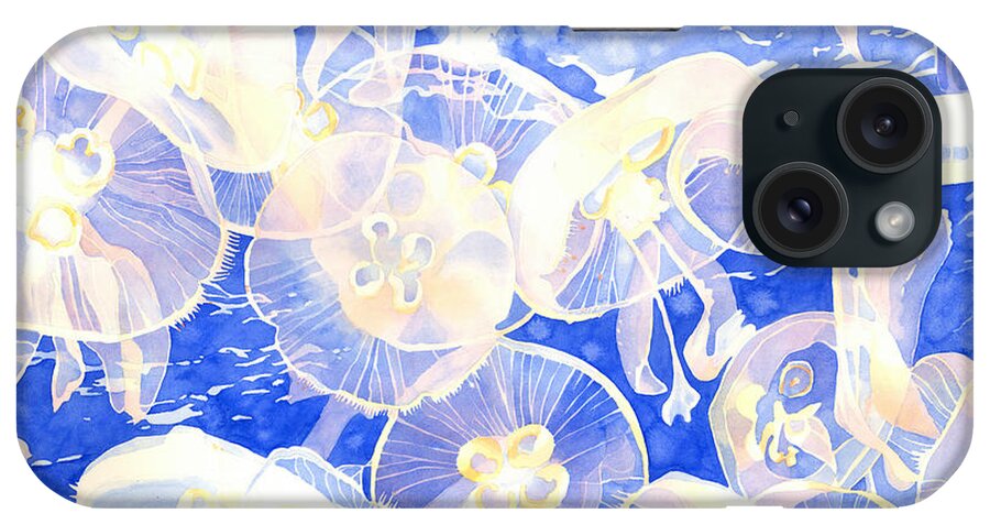 Moon Jellyfish iPhone Case featuring the painting Jellyfish Jubilee by Pauline Walsh Jacobson