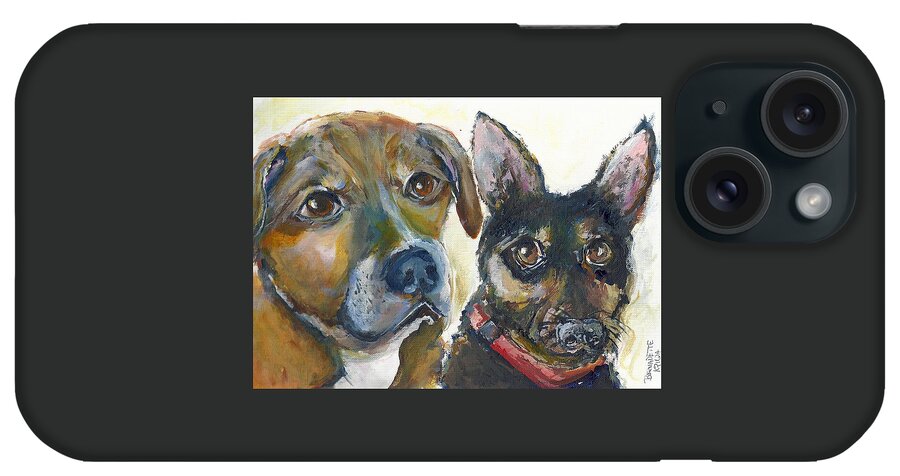 Dogs iPhone Case featuring the painting Jena and Dozer by Bernadette Krupa