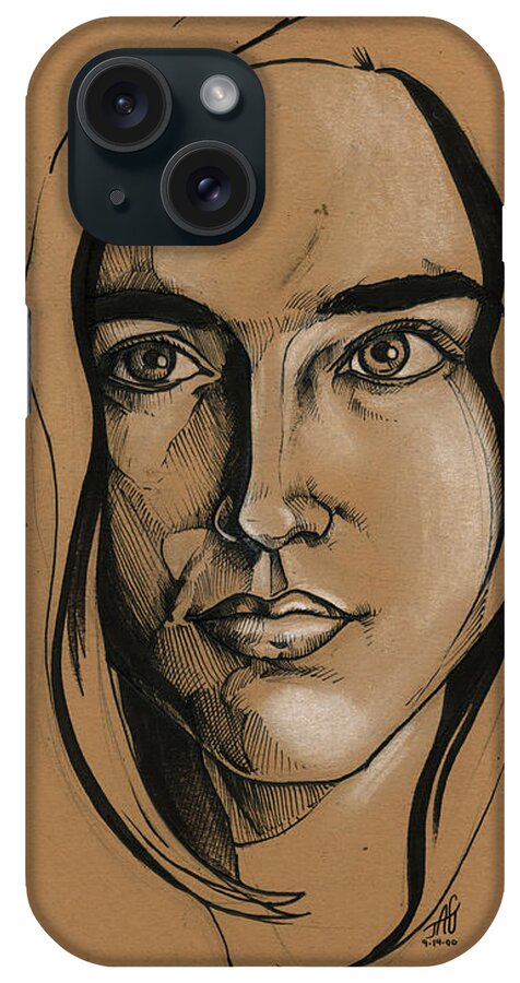 Portrait iPhone Case featuring the drawing Jennifer Connelly by John Ashton Golden
