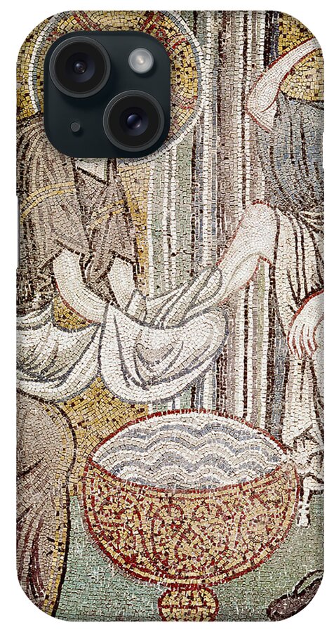 Jesus iPhone Case featuring the photograph Jesus And Saint Peter, Detail From Jesus Washing The Feet Of The Apostle Mosaic by Byzantine School