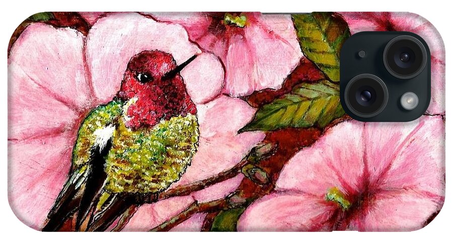 Bird iPhone Case featuring the painting Jewel Among Blooms by VLee Watson