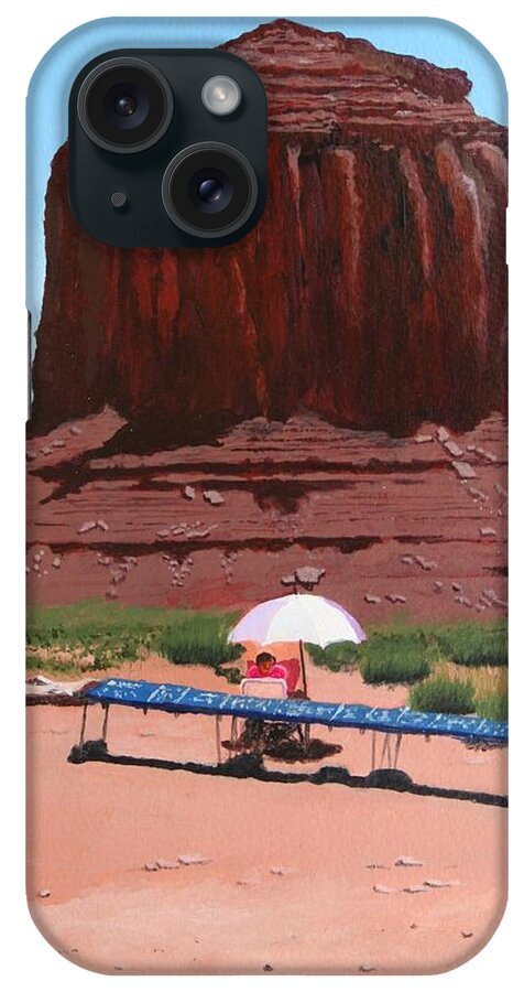 Navajo iPhone Case featuring the painting Jewelry Seller by Mike Robles