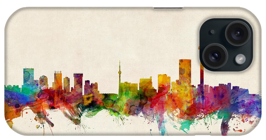 City Skyline iPhone Case featuring the digital art Johannesburg South Africa Skyline by Michael Tompsett
