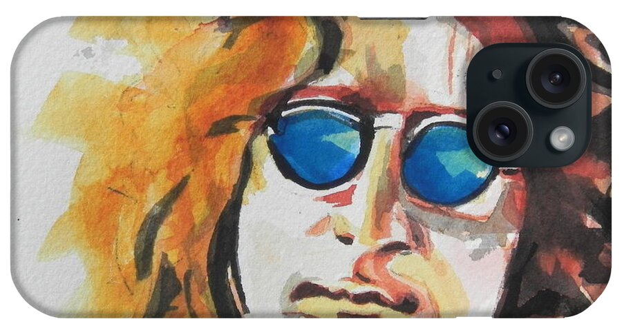 Watercolor Painting iPhone Case featuring the painting John Lennon 03 by Chrisann Ellis