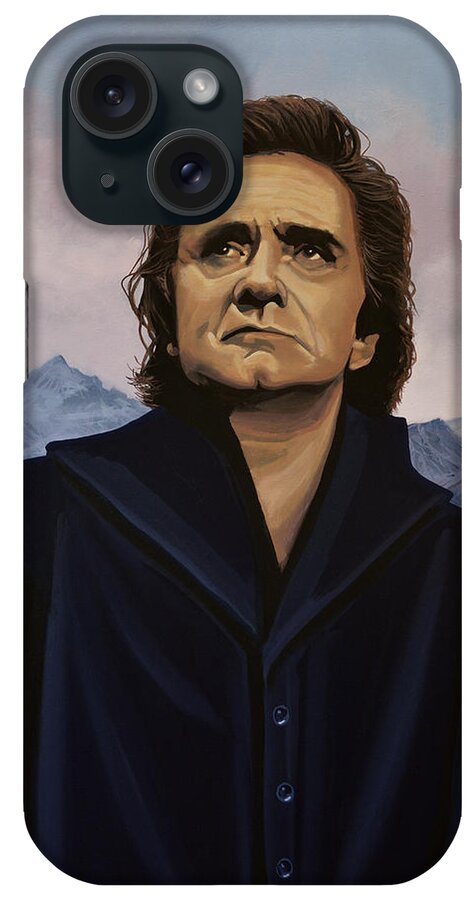 Johnny Cash iPhone Case featuring the painting Johnny Cash Painting by Paul Meijering